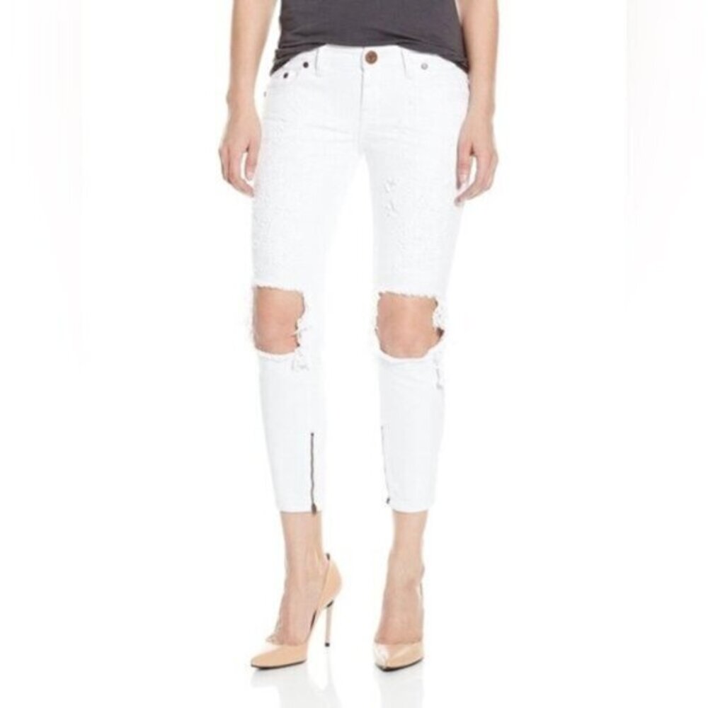 Free People One Teaspoon White Freebirds Skinny Jeans Denim Ankle Zip neutral